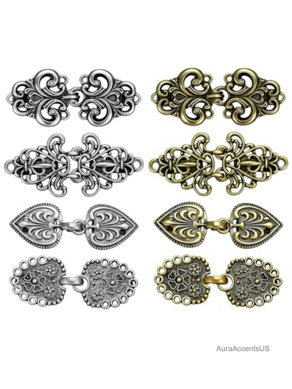 8-Piece Vintage Sweater Clips Decorative Metal Shawl Fastener Retro Cardigan